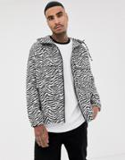 Asos Design Windbreaker In Zebra Print - White