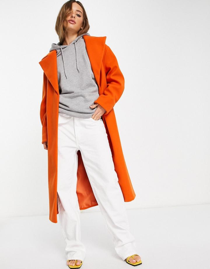River Island Longline Oversized Tailored Coat In Orange