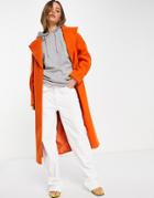 River Island Longline Oversized Tailored Coat In Orange