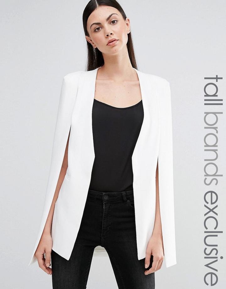 Lavish Alice Tall Longline Cape Blazer - White