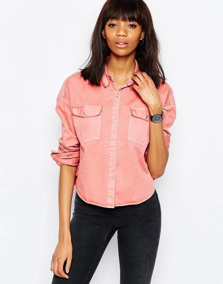 Asos Pink Casual Workman Shirt With Raw Edge - Pink