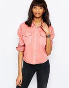 Asos Pink Casual Workman Shirt With Raw Edge - Pink