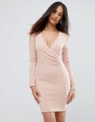 Ax Paris Blush Bodycon Ruched Dress-pink