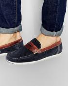 Red Tape Penny Loafers In Blue Suede - Blue