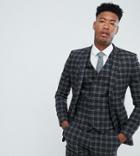 Asos Design Tall Super Skinny Suit Jacket In Tonal Grey Check - Gray