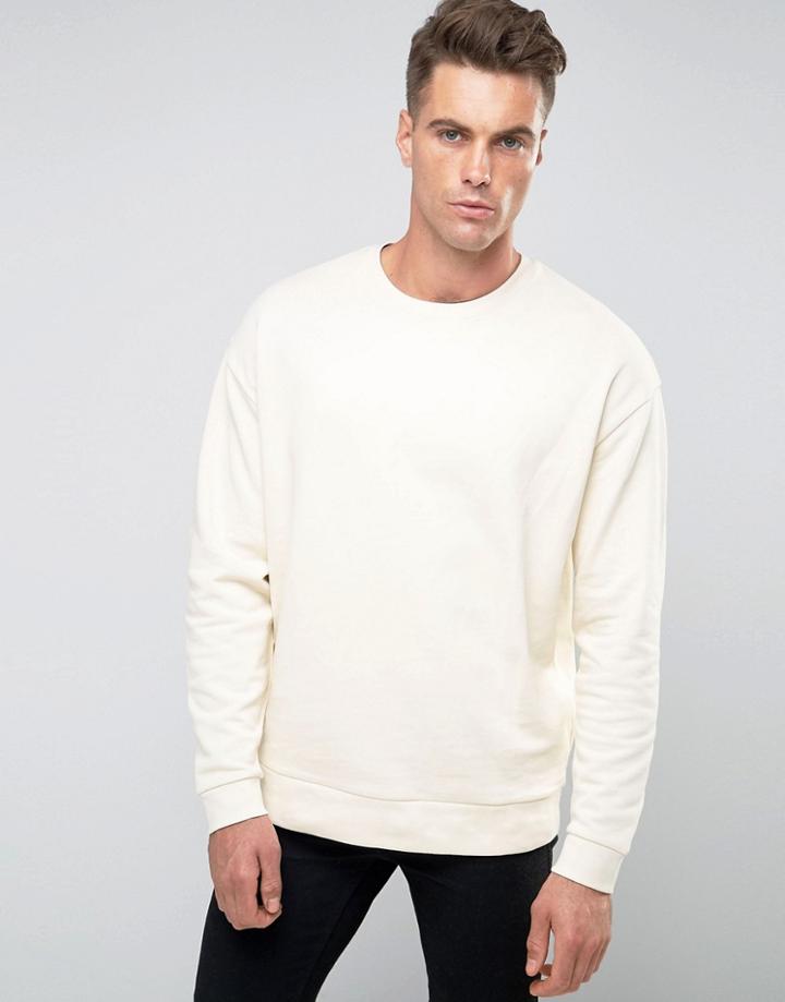 Asos Oversized Sweatshirt In Off-white - Beige