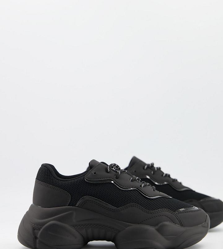 Asos Design Wide Fit Divine Chunky Sneakers In Black