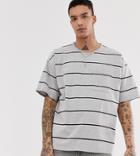 Heart & Dagger Oversized Striped Gray T-shirt - Gray