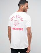 Asos Halloween Longline T-shirt With Love Bites Chest And Back Print In White - White
