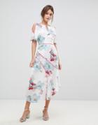 Coast La Hune Asymmetric Hem Floral Print Dress - White
