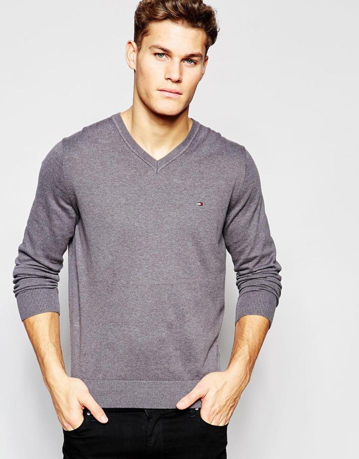 Tommy Hilfiger Sweater With V Neck - Gray