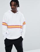 Asos Oversized Hoodie With Stripe Print In White - Beige