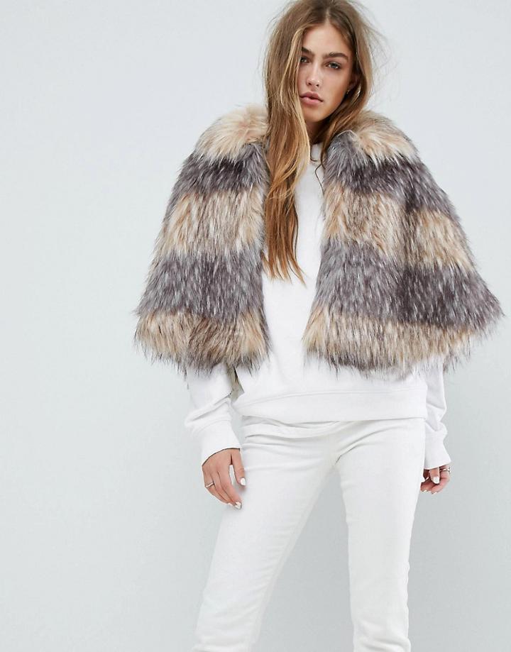 Unreal Fur Landscape Cape - Beige