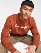 Champion Large Script Logo Sweatshirt In Burnt Orange