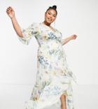 Hope & Ivy Plus Flora Floral Maxi Dress In Multi-yellow