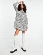 Vero Moda Aware High Neck Mini Smock Dress In Animal Print-multi