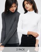 Asos The Turtleneck Top 2 Pack - Gray