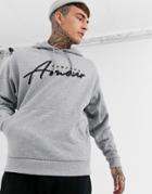 Asos Design Oversized Hoodie In Gray Marl With Amour Print