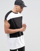 Asos Longline T-shirt In Oversized Fit With Monochrome Panelling