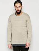 Asos Longline Sweater With Split Hem - Lt Brown