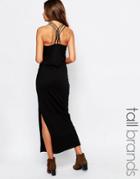 Vero Moda Tall Strappy Cross Back Maxi Dress With Side Split - Black