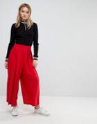 Asos Tailored Culottes With Large Fold Pleat Front - Red