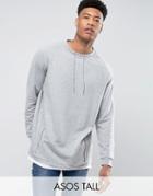 Asos Tall Oversized Sweatshirt With Drawcord Neck & T-shirt Hem - Gray
