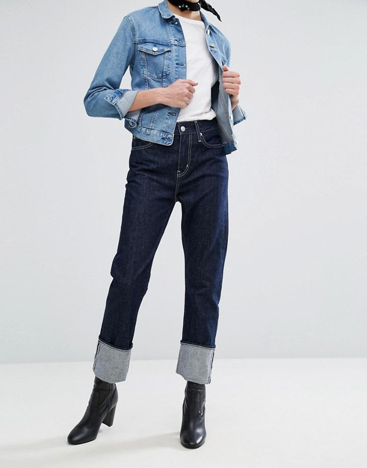 Weekday High Waist Worker Jean With Turn Up - Blue