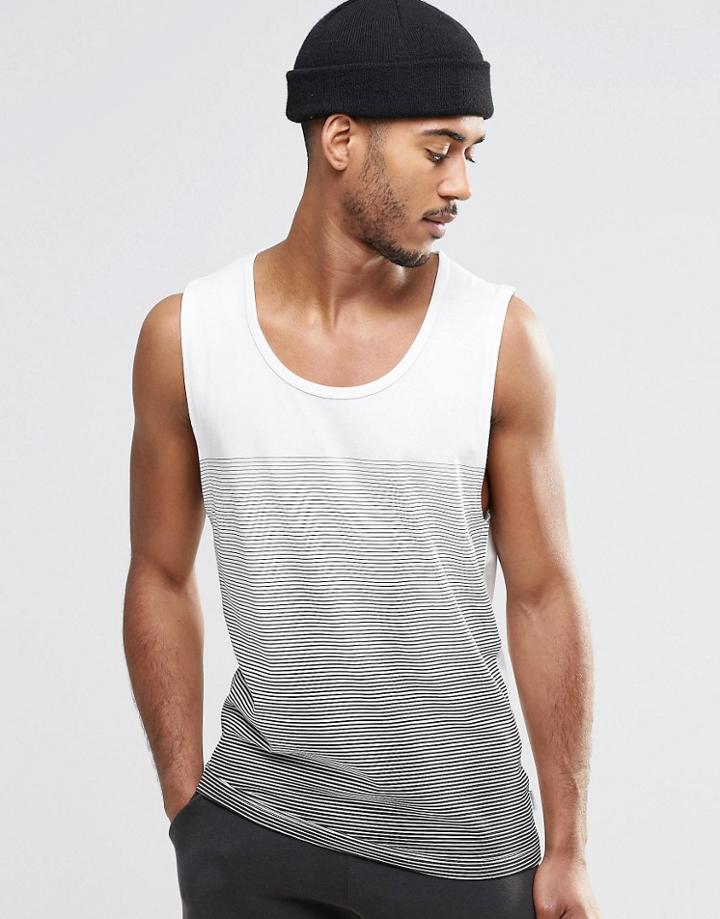 Jack & Jones Tank With Fine Stripe - White