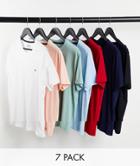 Hollister 7-pack Front Script & Icon Logo T-shirts In Black/white/pink/red/gray/green/blue-multi