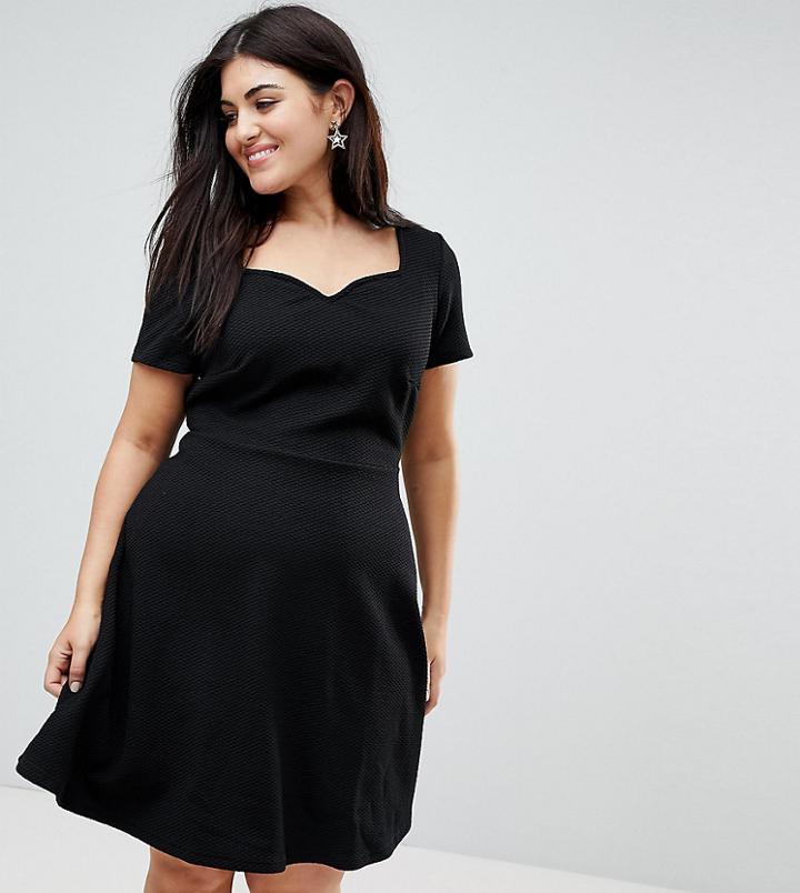 New Look Curve Texture Dress - Black