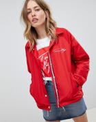 Tommy Hilfiger Coach Jacket With Scribble Logo - Red