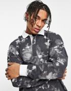 Topman Oversized Rugby Shirt With Floral Print In Black