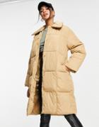 Whistles Longline Puffer Coat With Collar In Camel-neutral