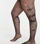 Asos Design Curve Fishnet Butterfly Tights In Black