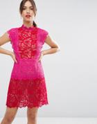 Asos Lace Occasion Color Block Mini Dress - Multi