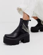 Lamoda Black Chunky Chelsea Boots With Chain Detail