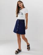 Noisy May Button Through Front Skirt - Blue