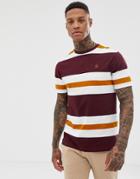 River Island T-shirt With Heavy Stripes In Burgundy - Red