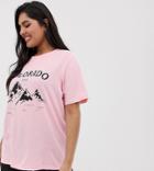 Daisy Street Plus Relaxed T-shirt With Colorado Graphic-pink