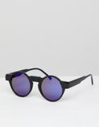 Jeepers Peepers Round Sunglasses In Purple Tinted Lens - Black