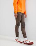 Sixth June Skinny Fit Biker Jeans - Brown