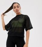 Asos Design Petite Cropped Oversized Mesh T-shirt - Black