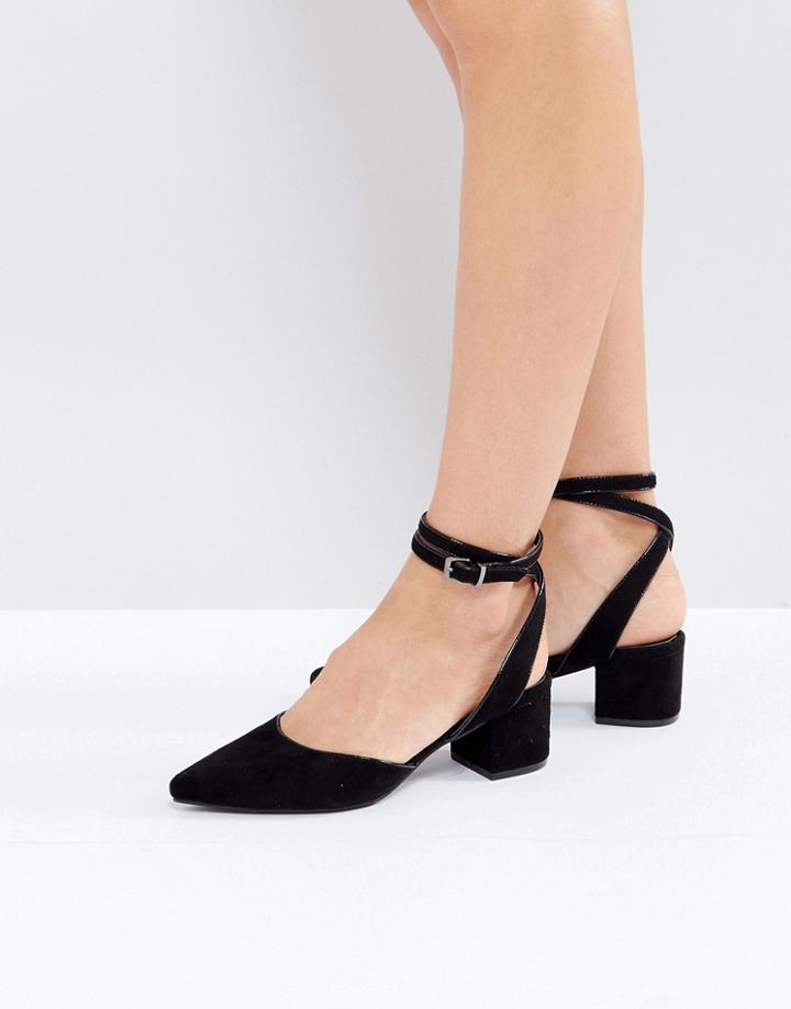 Raid Ransom Black Point Ankle Wrap Heeled Shoes - Black