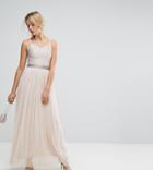 Amelia Rose Maxi Cami Strap Dress With Tulle Skirt And Embellished Upper