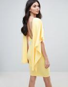 City Goddess Midi Dress With Ruffle Sleeve - Yellow