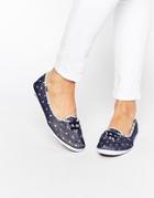 Keds Teacup Blue Chambray Dot Plimsoll Trainers - Blue
