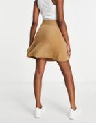 Vila Fluffy Coordinating Mini Skirt In Tan-brown