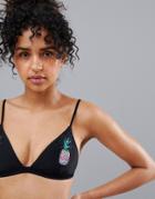 Hollister Bikini Top With Pineapple Patch - Black