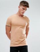 Asos Muscle Fit T-shirt With Crew Neck In Tan - Tan